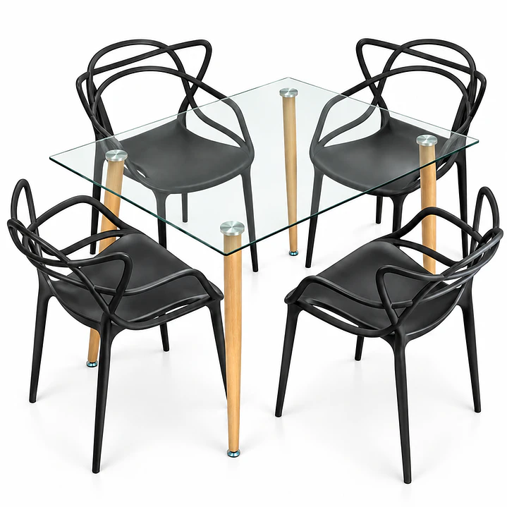 Comedor Kenia (Mesa de vidrio 120x80 + Silla master) 10