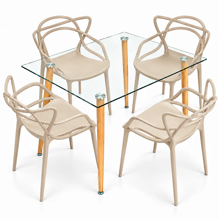 Comedor Kenia (Mesa de vidrio 120x80 + Silla master) 11