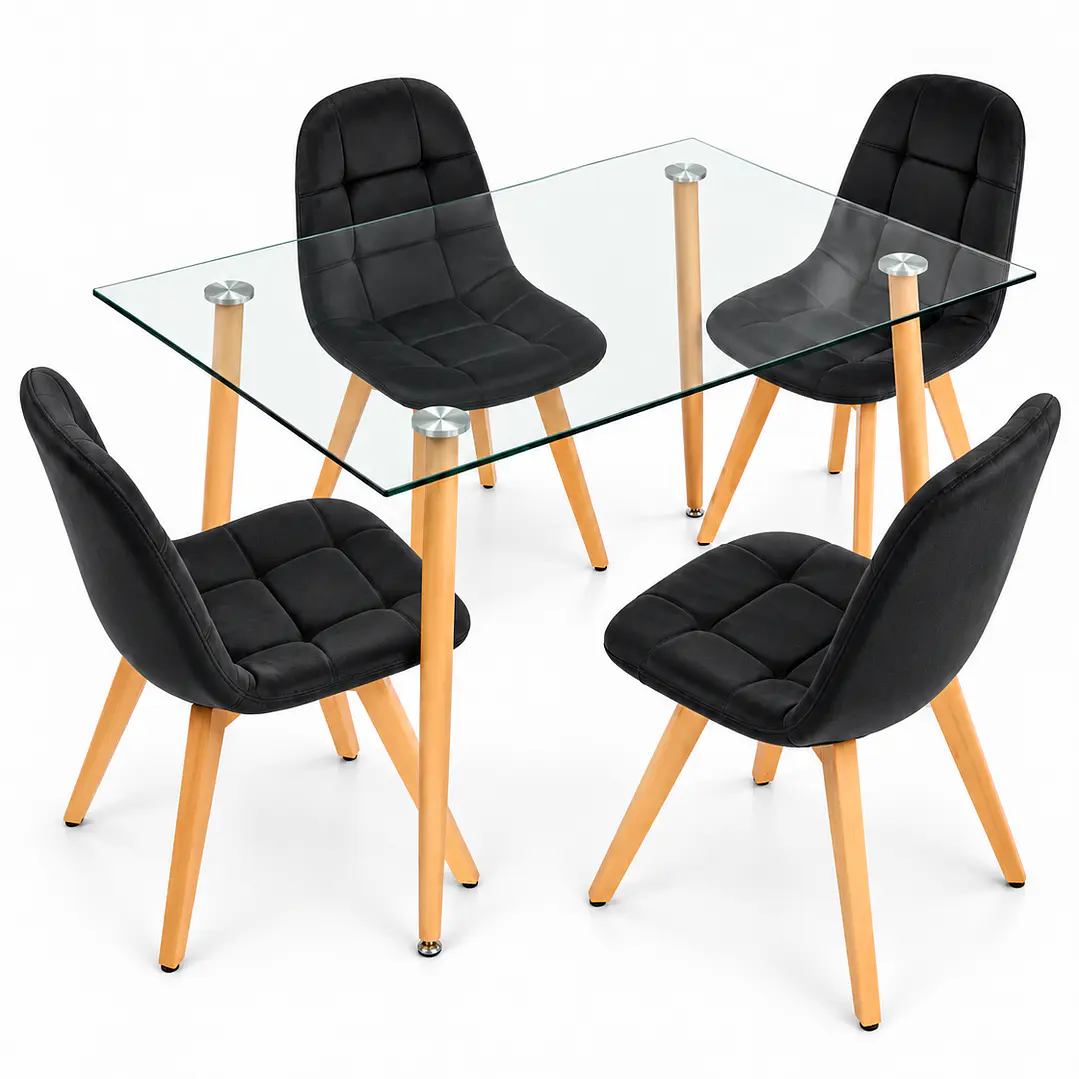 Comedor Vietnam (Mesa vidrio 120x80 + Sillas buckle velvet) 4