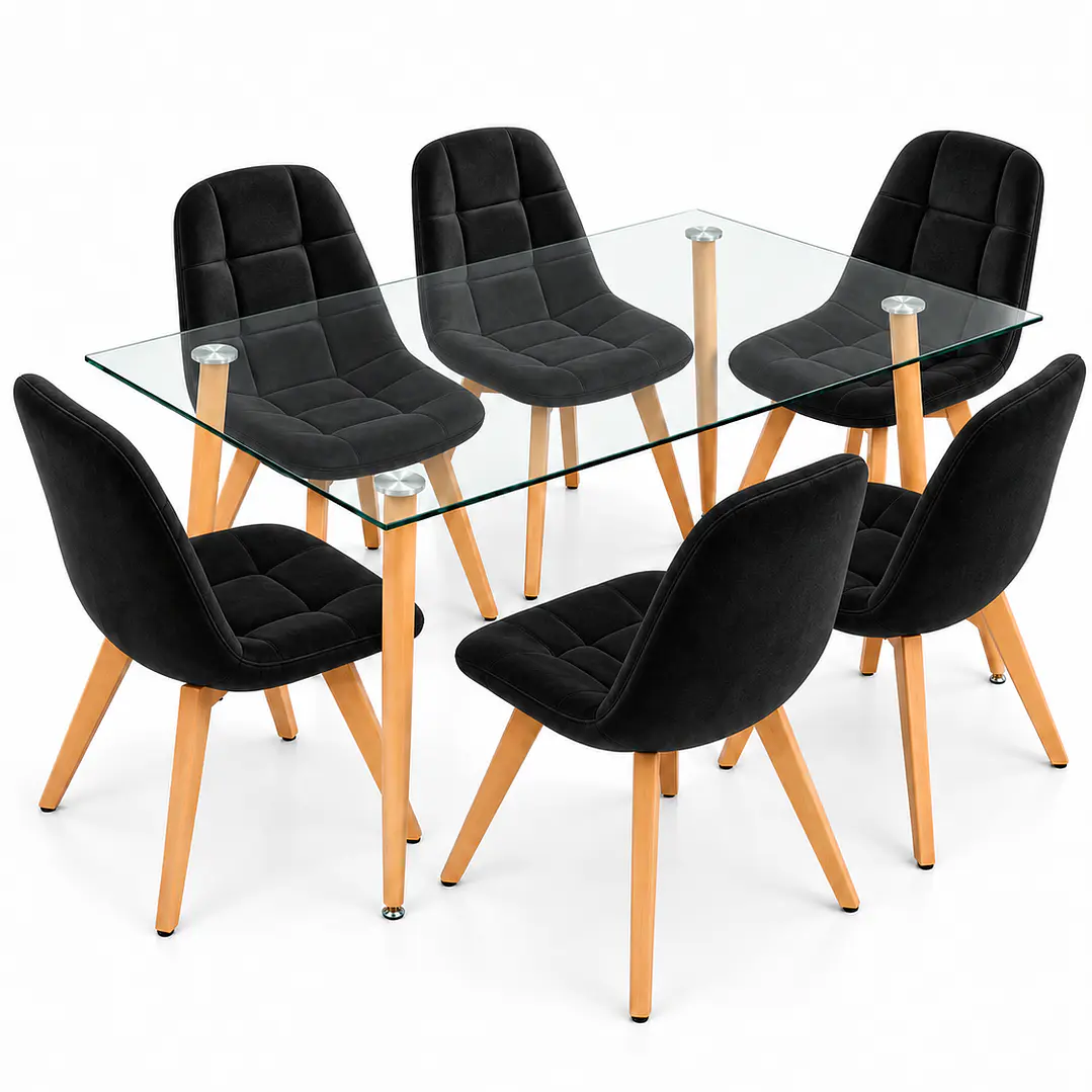 Comedor Vietnam (Mesa vidrio 120x80 + Sillas buckle velvet) 6