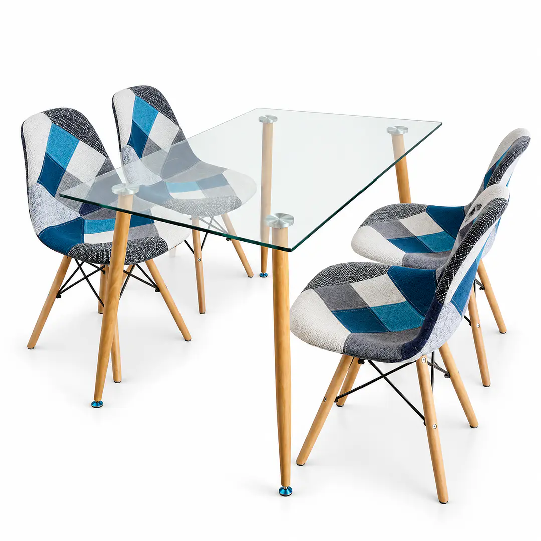 Comedor Oslo (Mesa rectangular vidrio 120x80 + Silla Patchwork) 4