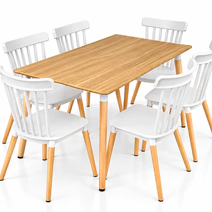 Comedor Milan (Comedor Melamina rect. Wood + Sillas Windsor)