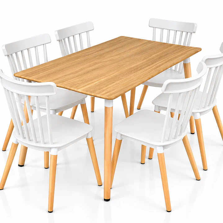 Comedor Milan (Comedor Melamina rect. Wood + Sillas Windsor) 1