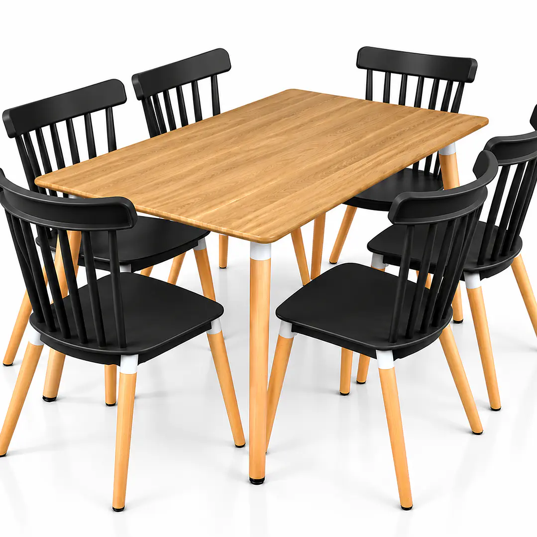 Comedor Milan (Comedor Melamina rect. Wood + Sillas Windsor) 10