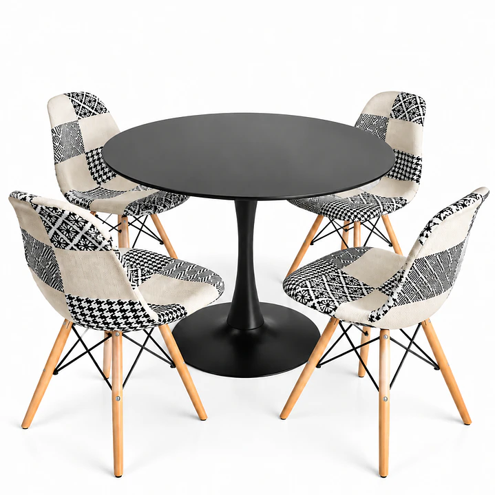 Comedor Panda (Mesa Tulip + 4 Sillas Patchwork) 2