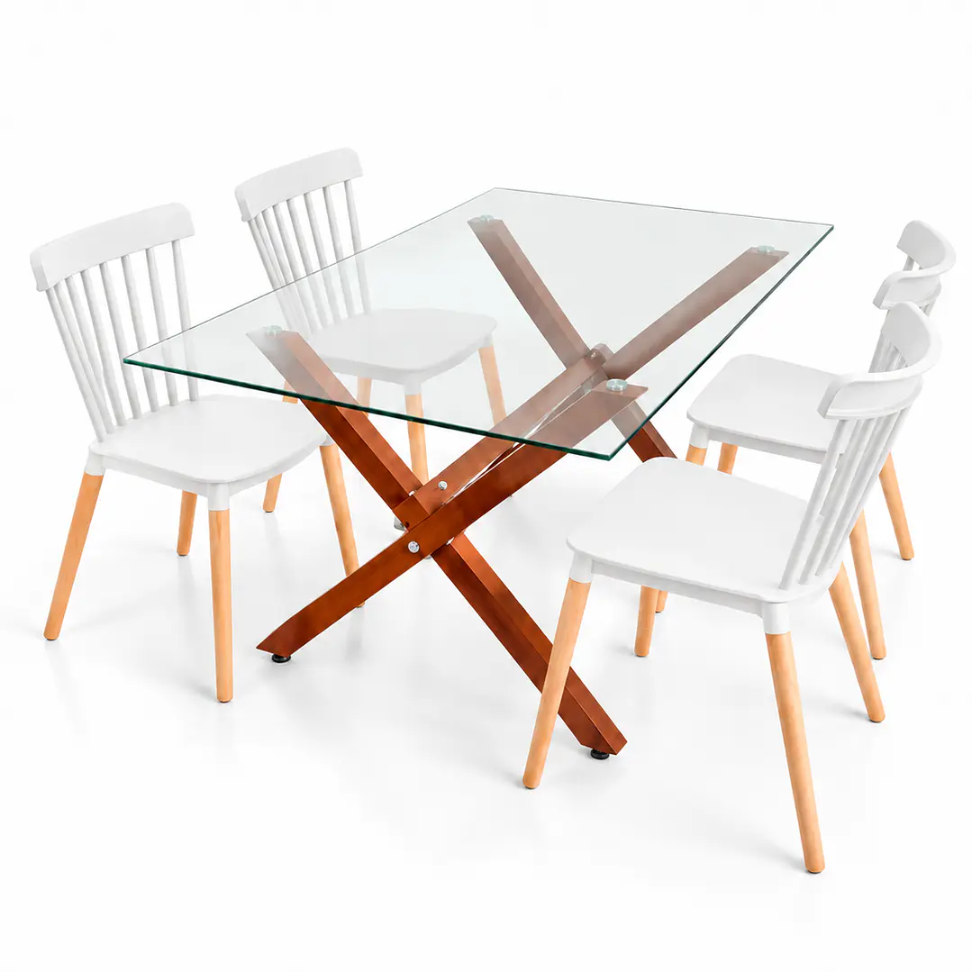 Comedor Sucre  (pata mesa color claro) (Mesa Vidrio 140x90 + Silla Windsor) 7