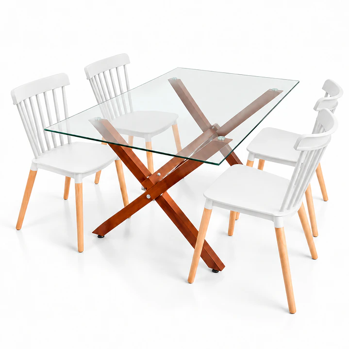 Comedor Sucre  (pata mesa color claro) (Mesa Vidrio 140x90 + Silla Windsor) 7