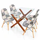 Comedor Belmopan (pata mesa color claro) (Mesa Vidrio 140x90 + Silla Patchwork) - Miniatura 1