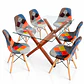Comedor Belmopan (pata mesa color claro) (Mesa Vidrio 140x90 + Silla Patchwork) - Miniatura 2