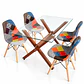 Comedor Belmopan (pata mesa color claro) (Mesa Vidrio 140x90 + Silla Patchwork) - Miniatura 3