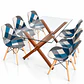 Comedor Belmopan (pata mesa color claro) (Mesa Vidrio 140x90 + Silla Patchwork) - Miniatura 4