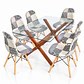 Comedor Belmopan (pata mesa color claro) (Mesa Vidrio 140x90 + Silla Patchwork) - Miniatura 6