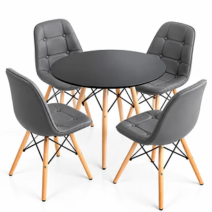 Comedor Capitone (Mesa Eames Negra + Silla Buckle)