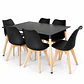 Comedor Mora (Mesa Rectangular Negra + Sillas Oak Negras) - Miniatura 1
