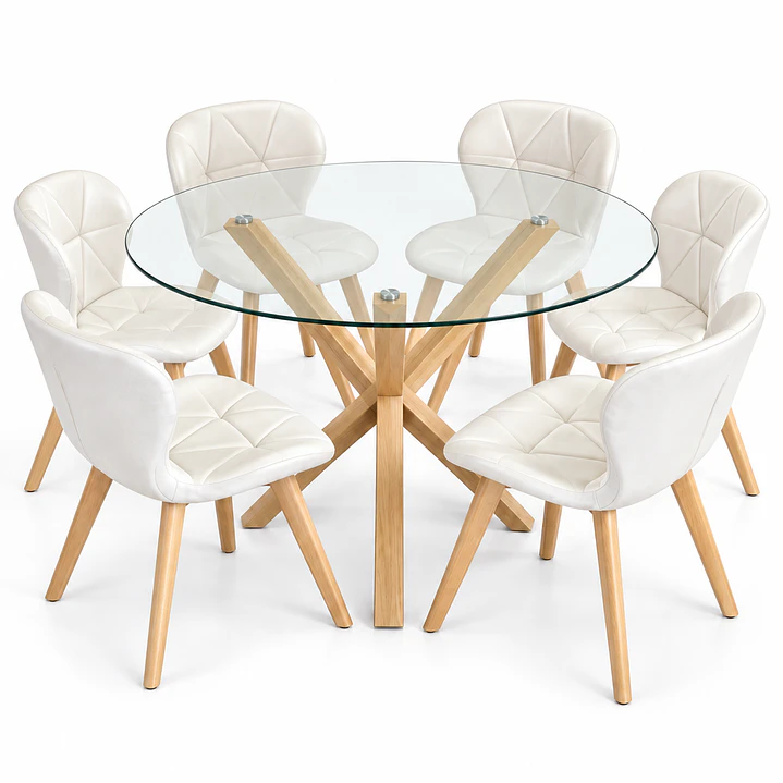 Comedor Kazajistán (Mesa Redonda cruz + Silla Radar Velvet) 1