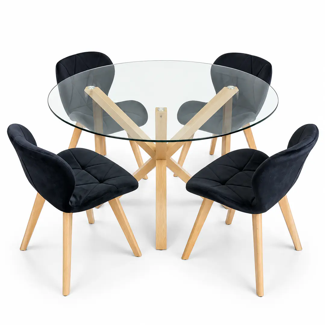 Comedor Kazajistán (Mesa Redonda cruz + Silla Radar Velvet) 2