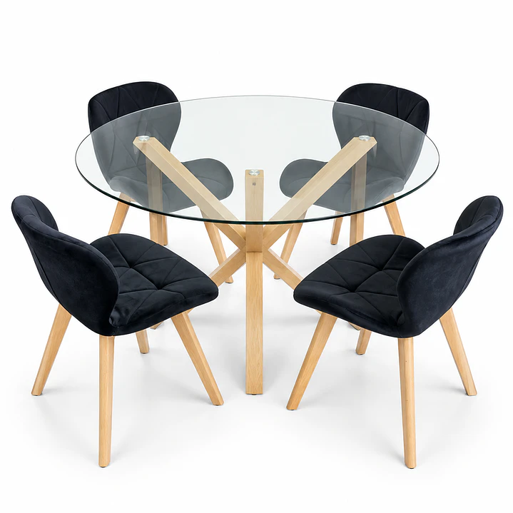 Comedor Kazajistán (Mesa Redonda cruz + Silla Radar Velvet) 2