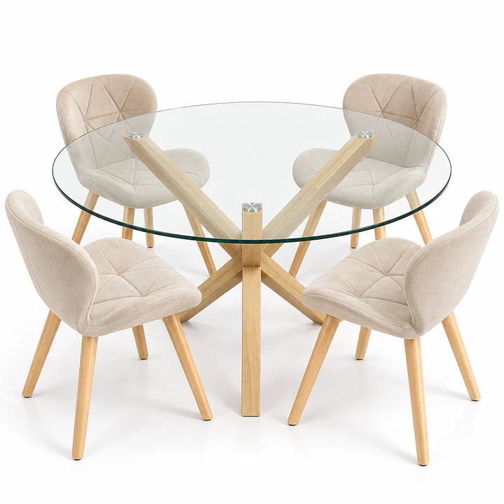 Comedor Kazajistán (Mesa Redonda cruz + Silla Radar Velvet) 3