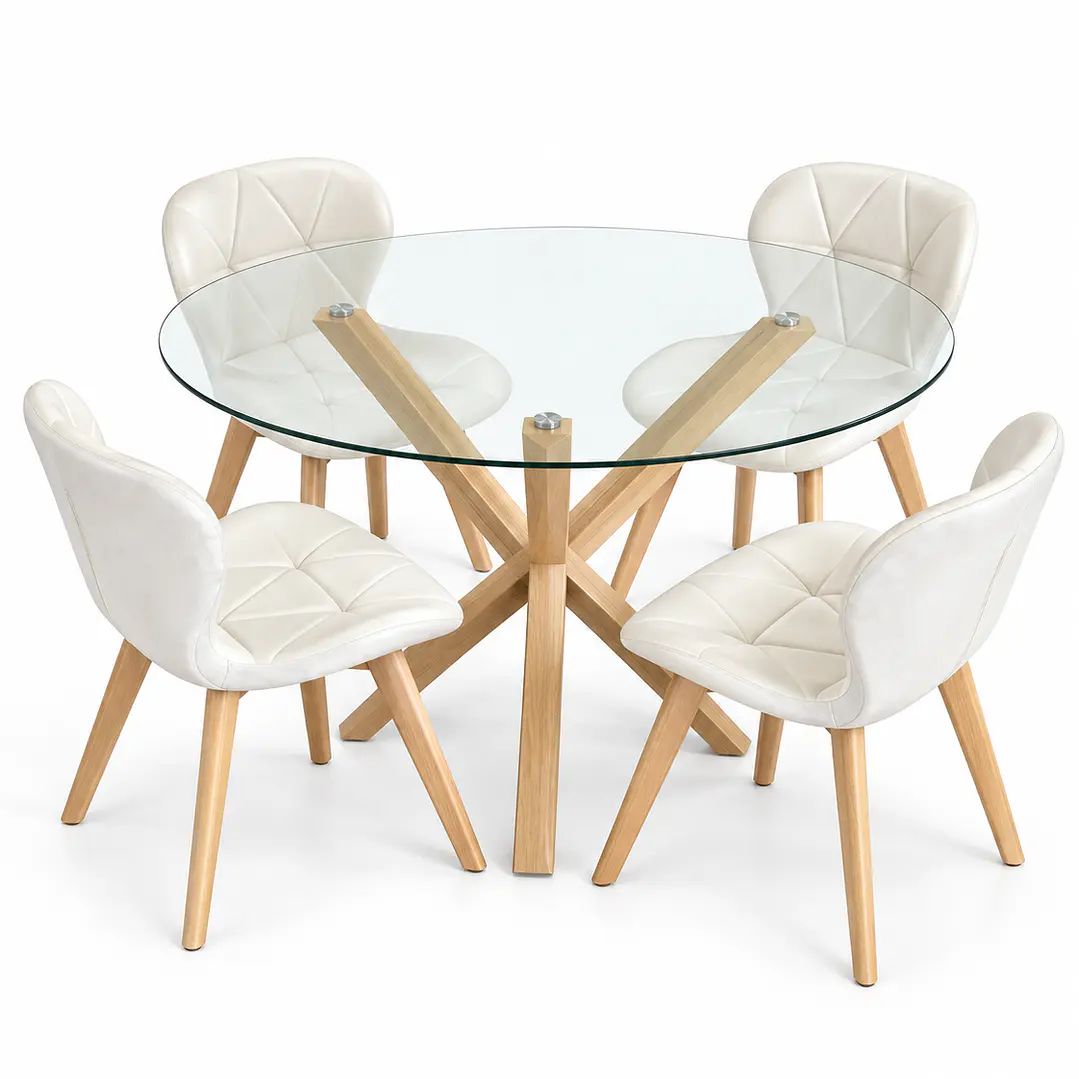 Comedor Kazajistán (Mesa Redonda cruz + Silla Radar Velvet) 4