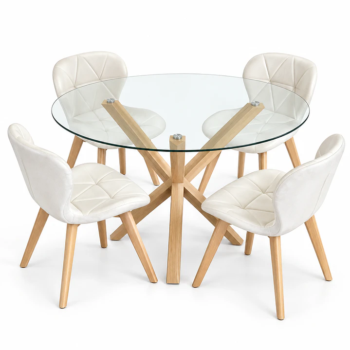 Comedor Kazajistán (Mesa Redonda cruz + Silla Radar Velvet) 4