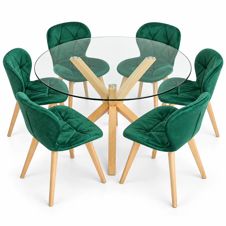 Comedor Kazajistán (Mesa Redonda cruz + Silla Radar Velvet) 6