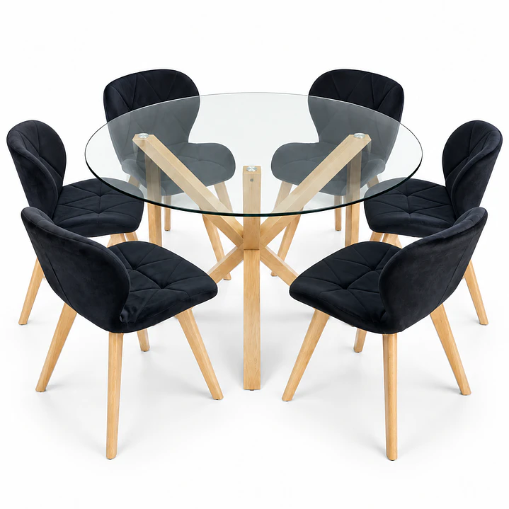 Comedor Kazajistán (Mesa Redonda cruz + Silla Radar Velvet) 7