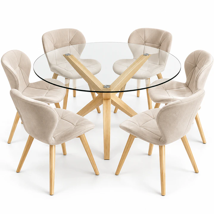 Comedor Kazajistán (Mesa Redonda cruz + Silla Radar Velvet) 10
