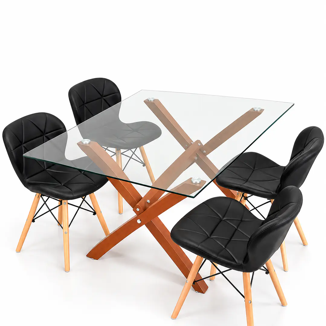 Comedor Moroni ( pata color claro) (Mesa Vidrio 140x90 + Silla Radar) 7