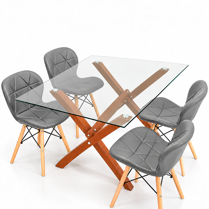 Comedor Moroni ( pata color claro) (Mesa Vidrio 140x90 + Silla Radar) 8