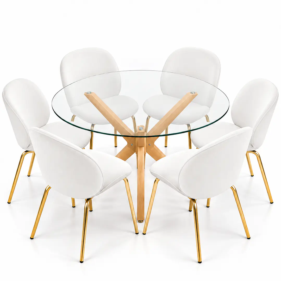 Comedor Medellín (Mesa vidrio cruz redonda + Silla beattle) 12