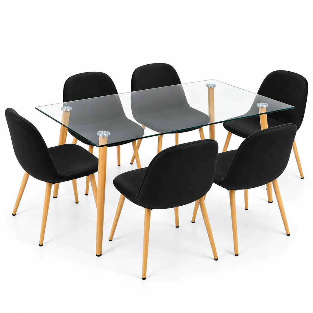 Comedor Angola (Silla scoop wood + Mesa Vidrio 120x80) 1