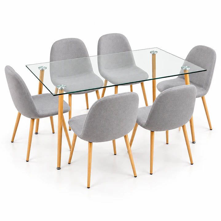 Comedor Angola (Silla scoop wood + Mesa Vidrio 120x80) 2