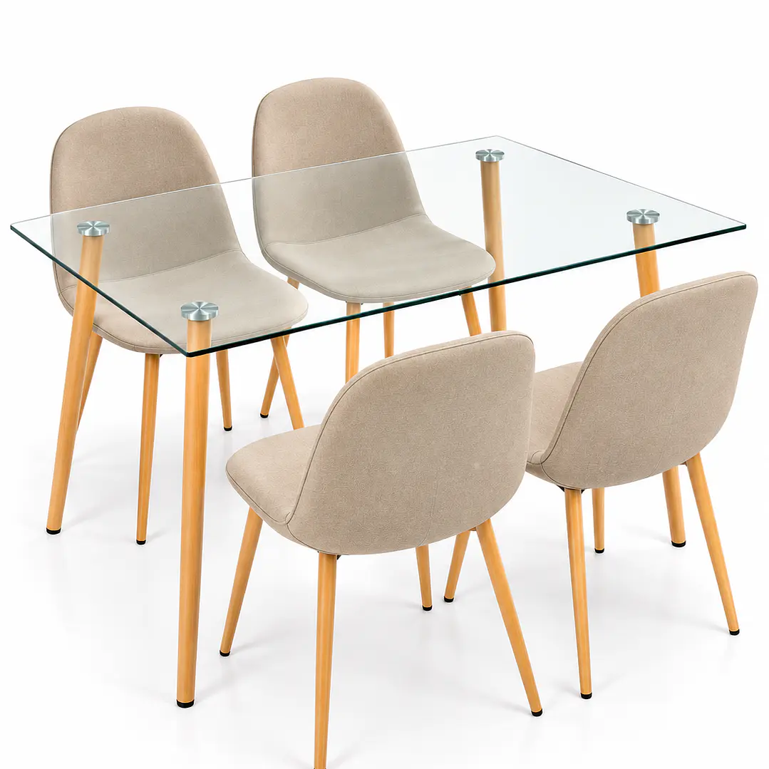 Comedor Angola (Silla scoop wood + Mesa Vidrio 120x80) 3