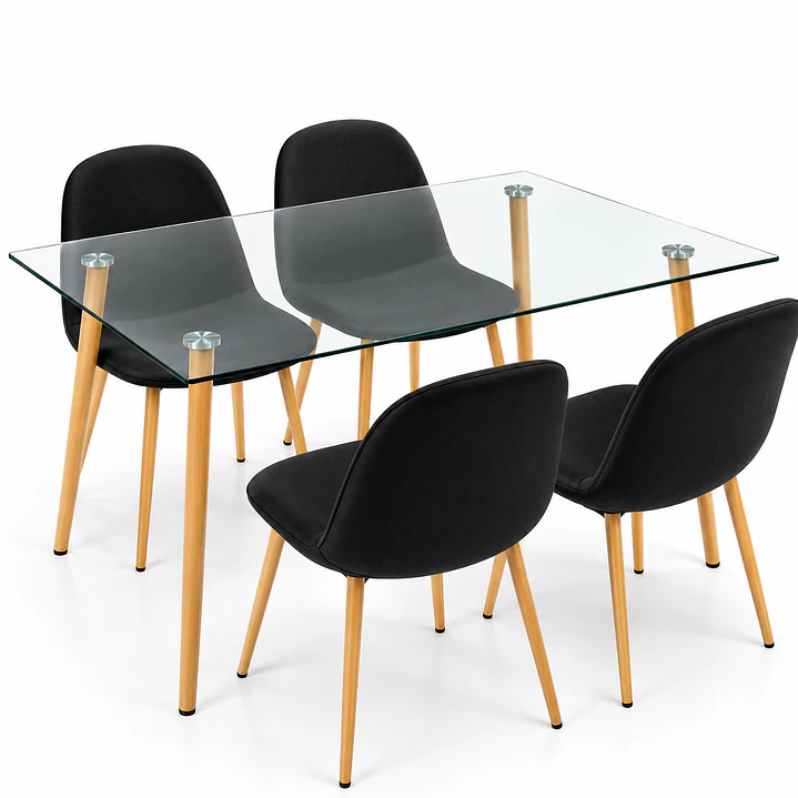Comedor Angola (Silla scoop wood + Mesa Vidrio 120x80) 4