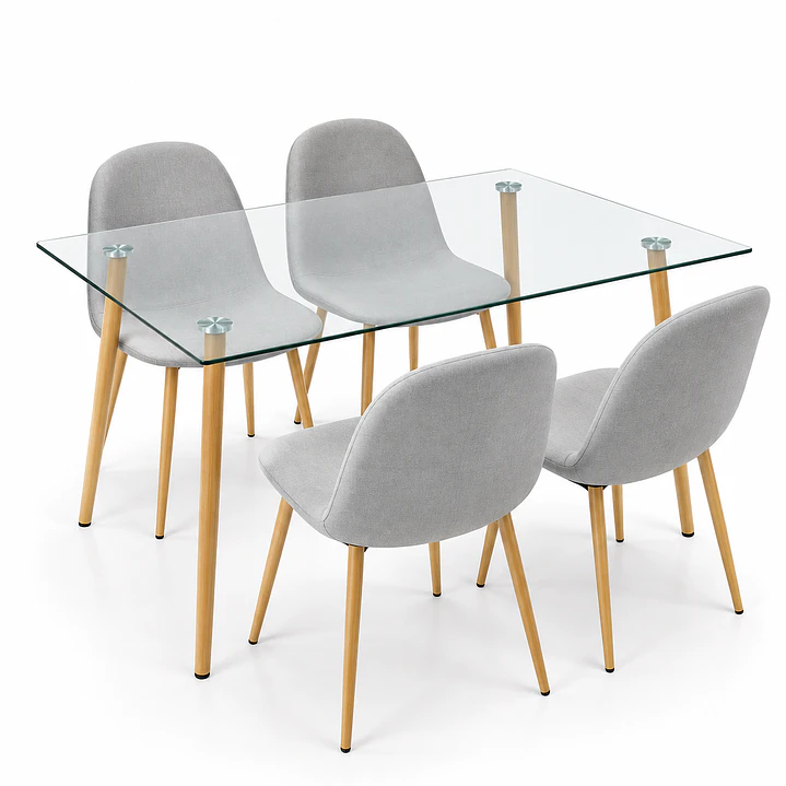 Comedor Angola (Silla scoop wood + Mesa Vidrio 120x80) 5