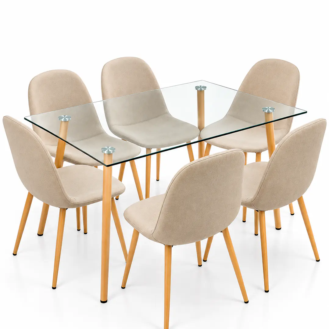Comedor Angola (Silla scoop wood + Mesa Vidrio 120x80) 6