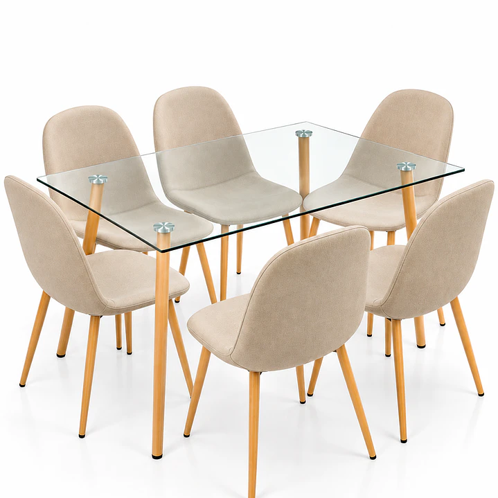 Comedor Angola (Silla scoop wood + Mesa Vidrio 120x80) 6