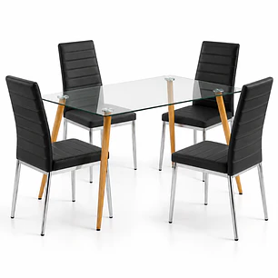 COMEDOR AMERICAN (MESA REC VIDRIO 120X80 + SILLA DINING)
