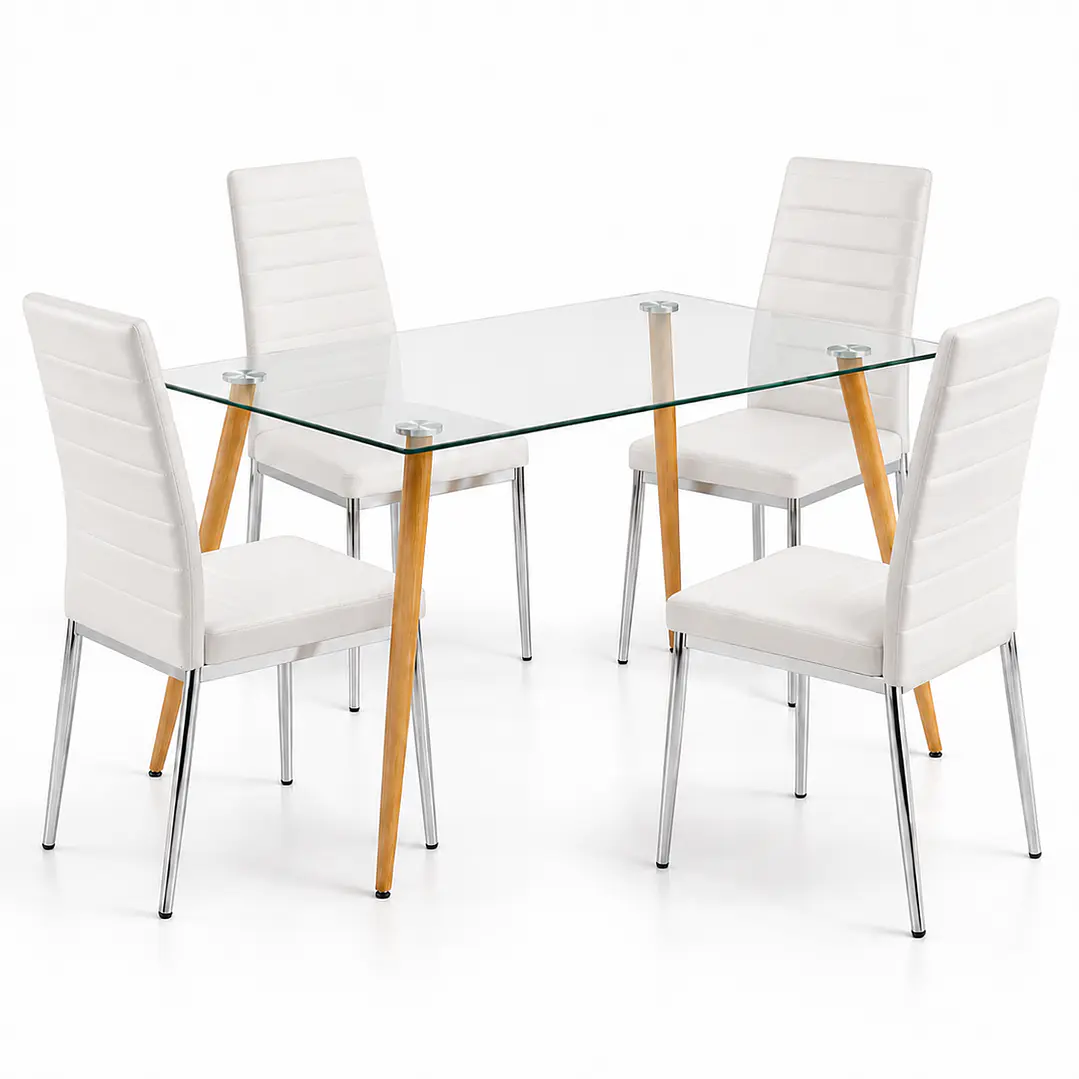 COMEDOR AMERICAN (MESA REC VIDRIO 120X80 + SILLA DINING) 2