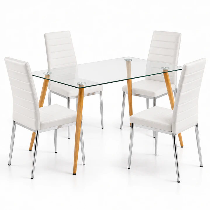 COMEDOR AMERICAN (MESA REC VIDRIO 120X80 + SILLA DINING) 2