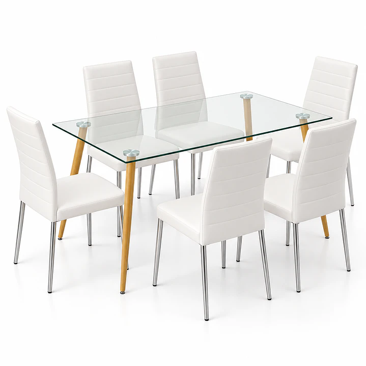 COMEDOR AMERICAN (MESA REC VIDRIO 120X80 + SILLA DINING) 4