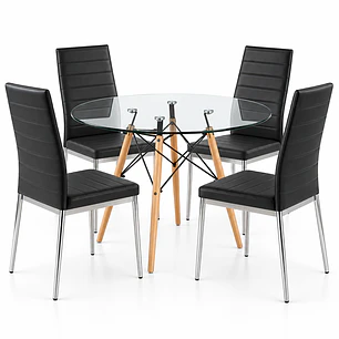 COMEDOR SEATTLE (MESA REDONDA VIDRIO + SILLA DINING)