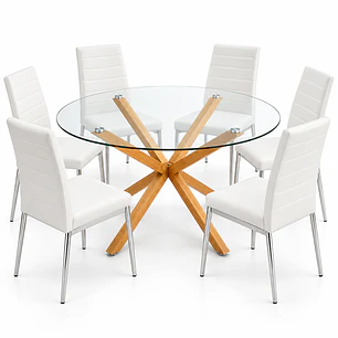 COMEDOR MESETA (MESA REDONDA CRUZ + SILLA DINING)