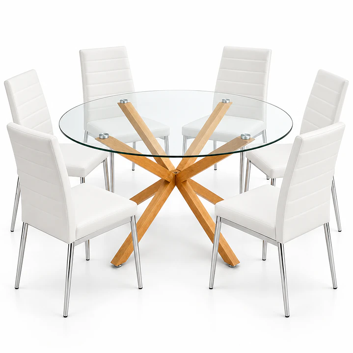 COMEDOR MESETA (MESA REDONDA CRUZ + SILLA DINING) 1
