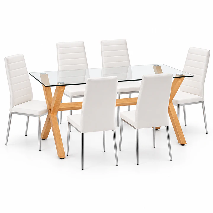 COMEDOR VIRGINIA (MESA VIDRIO 140X90 + SILLA DINING) 1