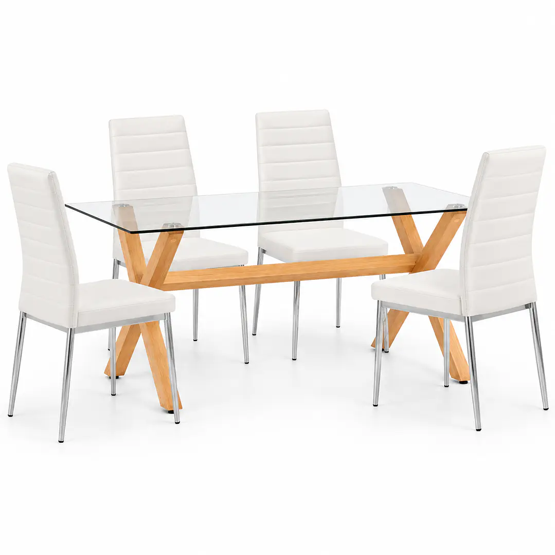 COMEDOR VIRGINIA (MESA VIDRIO 140X90 + SILLA DINING) 2