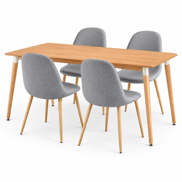 COMEDOR ROBLE (MELAMINA RECT. WOOD + SILLA SCOOP) 1