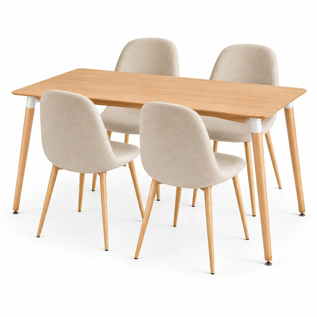 COMEDOR ROBLE (MELAMINA RECT. WOOD + SILLA SCOOP) 2