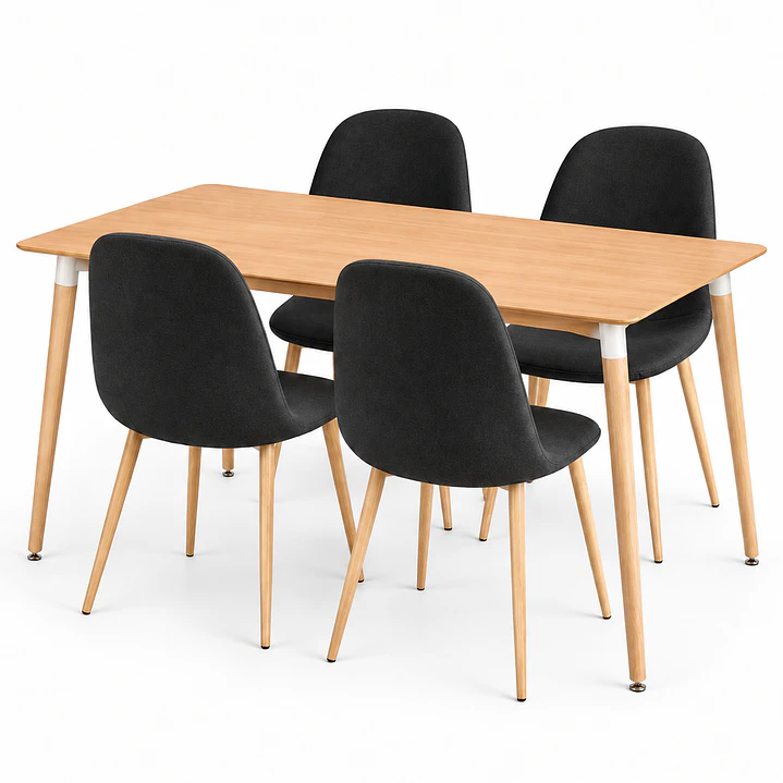 COMEDOR ROBLE (MELAMINA RECT. WOOD + SILLA SCOOP) 3