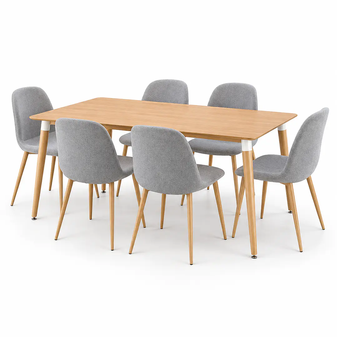 COMEDOR ROBLE (MELAMINA RECT. WOOD + SILLA SCOOP) 4